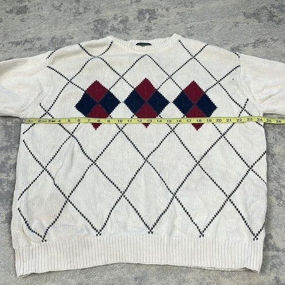 Dockers Recode Argyle Knit Sweater Golf Preppy Academia Cream Sz M - Picture 6 of 10